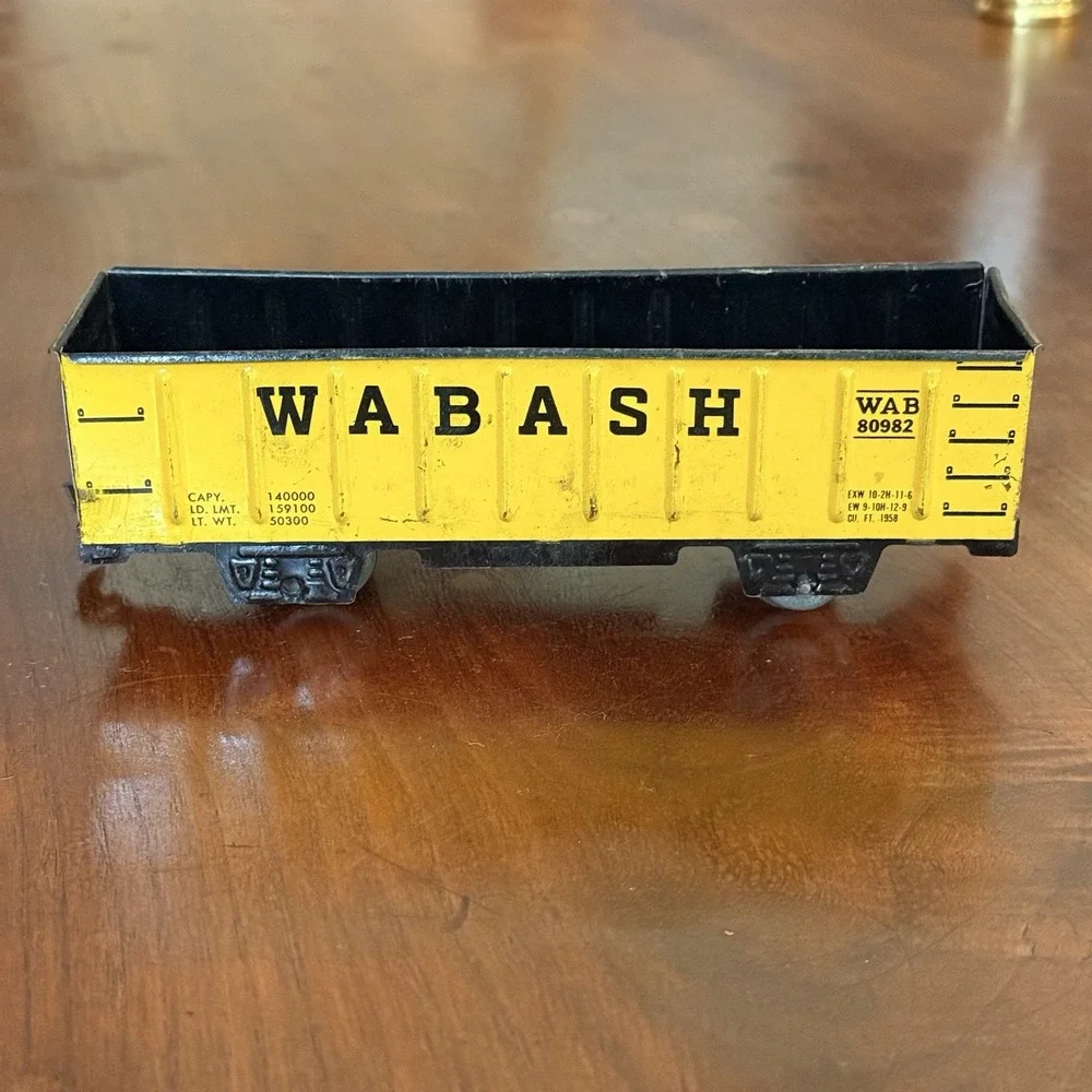 Vintage Marx O Gauge Tin Litho Wabash WAB 80982 Yellow Gondola Train Car